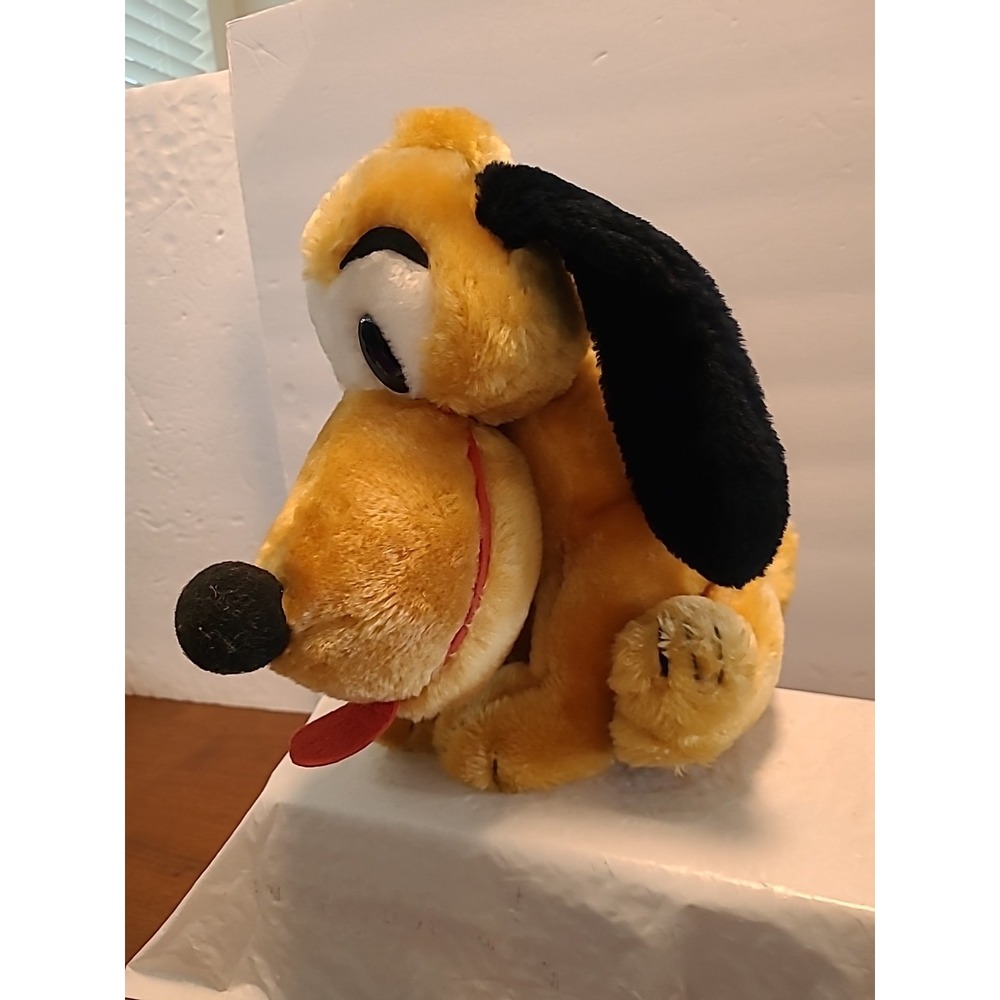 Vintage‎ Disney PLUTO 10" Plush! Original Pluto Dog Walt Disney Tan Red Black - Picture 2 of 9